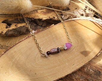 Jade Jasper Rhodonite Rock Crystal Garnet Necklace Gold Chips Gemstones Gemstone Necklace Gemstone