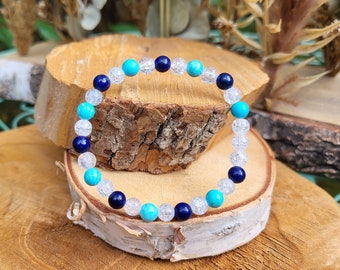 Lapis lazuli turquoise rock crystal bracelet 6 mm beads gemstone bracelet