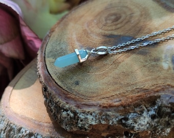 Amazonite Pen Necklace Silver Gemstone Necklace