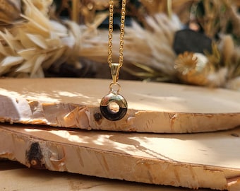 Tourmaline donut necklace, gold gemstone jewelry, gemstone necklace