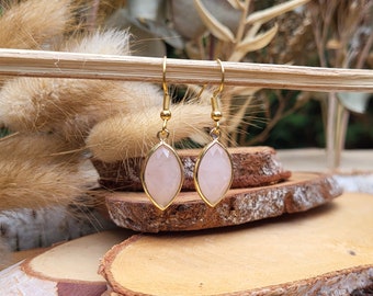 Earrings rose quartz earrings gold gemstone earrings