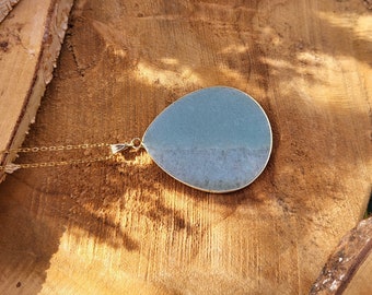 Aventurine drop necklace gold gemstone necklace green aventurine