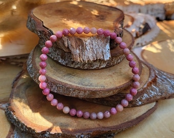 Rhodonite bracelet 4 mm faceted gemstone bracelet