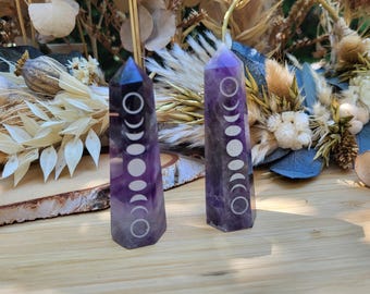 Moon phases amethyst tower obelisk moon phase gemstone palm stone yoga chakra reiki