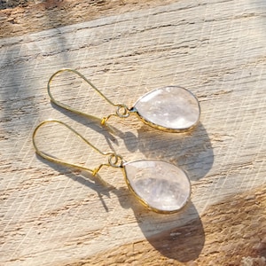 Earrings rock crystal earrings gold drop gemstone earrings