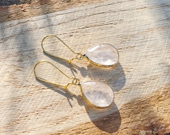 Earrings Rock Crystal Earrings Gold Drop Gemstone Earrings