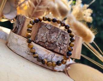 Tiger eye bracelet 6 mm pearl gemstone bracelet