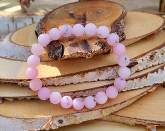 Cherry Blossom Jasper Bracelet 8 mm Beads Matte Pink Gemstone Bracelet