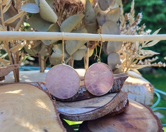 Strawberry quartz earrings gold gemstone earrings
