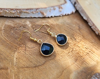 Earrings tourmaline earrings gold gemstone earrings black tourmaline