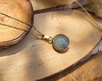 Labradorite Necklace Round Gold Gemstone Necklace