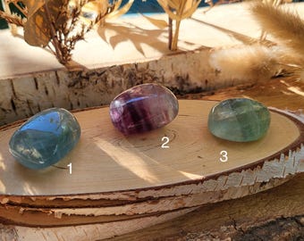 Fluorite tumbled stone blue green purple tumbled stones palm stone gemstone