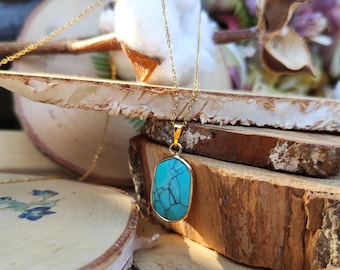 Gemstone turquoise necklace gold