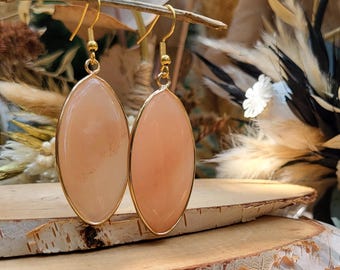 Jade drop earrings apricot apricot salmon earrings gold drop gemstone earrings