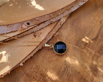 Tourmaline necklace round gold black tourmaline gemstone necklace