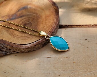 Gemstone Turquoise Necklace Gold Gemstone Necklace