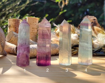 Fluorite Tower Obelisk Purple Blue Gemstone Palm Stone Point Yoga Chakra Reiki