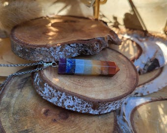 Chakra Pen Necklace Amethyst Jasper Aventurine Jade Lapis Lazuli Aquamarine Silver Gemstone Necklace