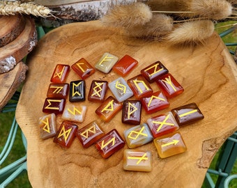 Rune Stones Set Carnelian Gold Rune Stones Oracle