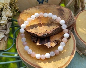 Sunstone Jade Rock Crystal Bracelet New Beginning 6 mm Pearl Gemstone Bracelet Lacooni