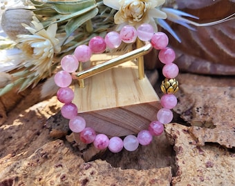 Lotus Jade Bracelet Gold 8 mm Pearl Gemstone Bracelet