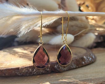 Jade Drop Earrings, Gold Drop Gemstone Earrings