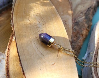 Amethyst Pen Necklace Gold Amethyst Gold Necklace Gemstone Necklace Lace