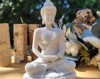 Buddha Statue Meditation Buddha Figure White Yoga Decoration Feng Shui