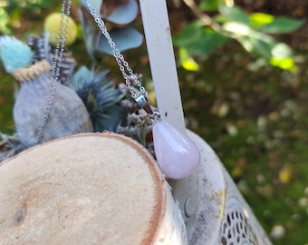 Gemstone Rose Quartz Necklace Silver Rose Quartz Drops