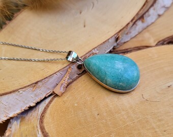 Amazonite Drop Necklace Silver