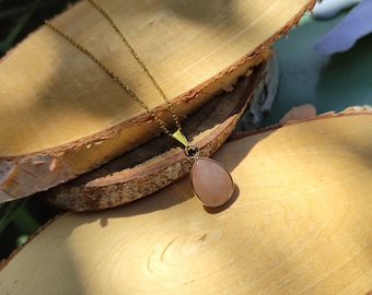 Sunstone Drop Necklace Gold Gemstone Necklace Gold Plated