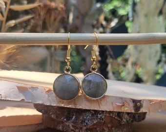 Labradorite earrings round labradorite earrings gold gemstone earrings