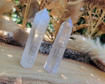 Moon Phases Rock Crystal Tower Obelisk Moon Phase Gemstone Palm Stone Point Yoga Chakra Reiki