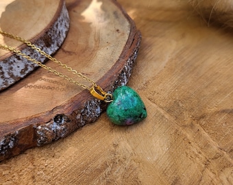 Ruby Zoisite Heart Necklace Gold Ruby Zoisite Gemstone Necklace