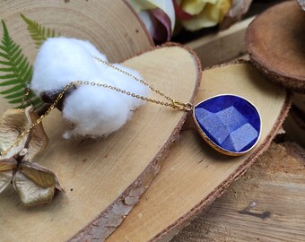 Lapis lazuli drop necklace gold gemstone necklace gemstone