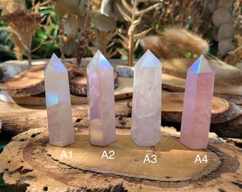 Angel Aura Quartz Tower Obelisk Gemstone Rainbow Wormstone Point Yoga Chakra Reiki