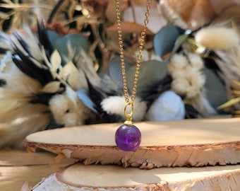 Amethyst necklace ball gold amethyst gemstone necklace