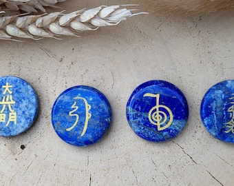 Reiki symbols stones set lapis lazuli