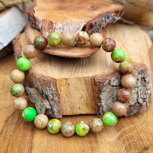 Jasper Bracelet green brown mindfulness 8 mm beads