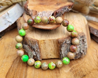 Jasper bracelet green brown mindfulness 8 mm beads