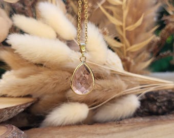 Jade Drop Necklace, Gold Gemstone Necklace