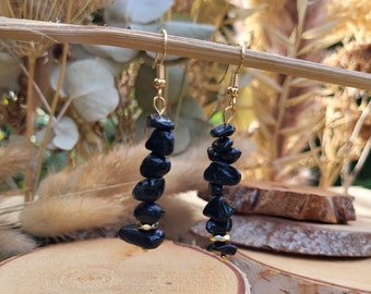 Earrings tourmaline earrings gold gemstone earrings black tourmaline