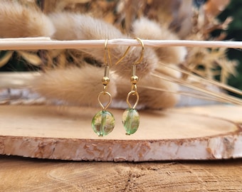 Quartz Earrings Green Quartz Gold Earrings Gemstone Earrings