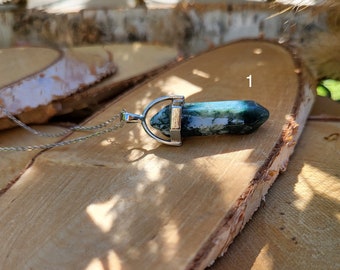 Gemstone Moss Agate Necklace Silver Pen