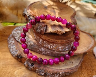 Tiger eye pink bracelet 6 mm pearl gemstone bracelet