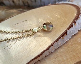 Smoky quartz drop necklace gold gemstone necklace Lacooni