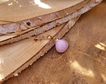 Jade necklace pink gold gemstone necklace rose
