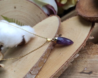 Gemstone Amethyst Necklace Gold Amethyst Gold Necklace