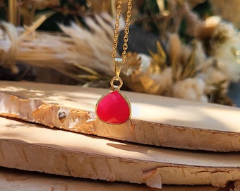 Jade drop necklace red jade gold gemstone necklace