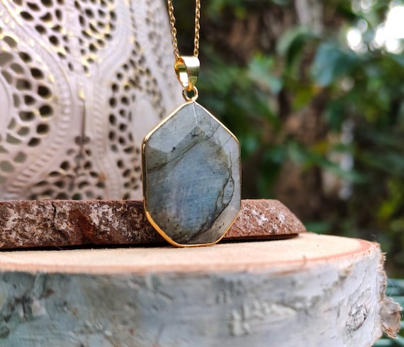 Collier Labradorite De Finlande - 15 Perles - Chaîne Acier Inoxydable - A Bijoux